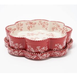 FINAL CHANCE Temp-tations Flower Casserole Baker w/ Cake Pan/Quiche Dish, 1.5 Qt